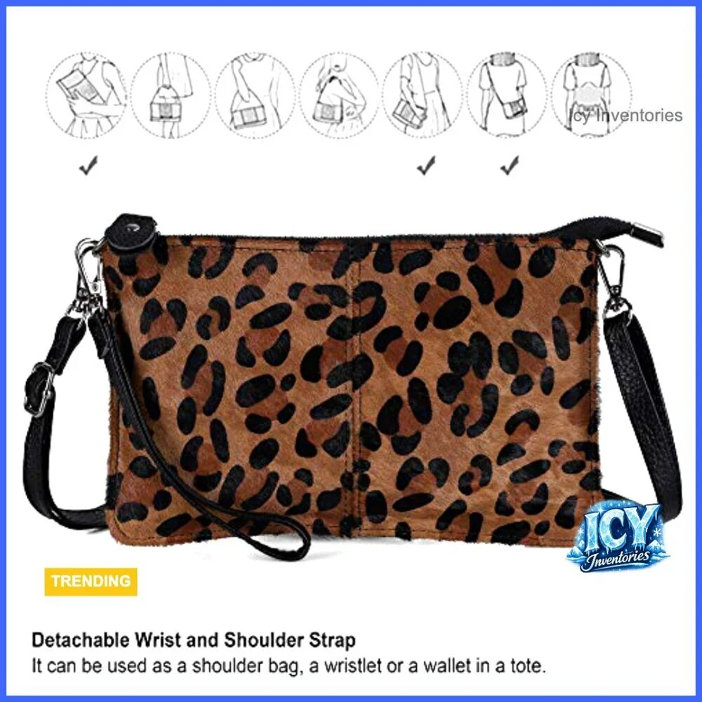 Genuine Leather Wristlet Clutch with RFID Blocking Card Slots